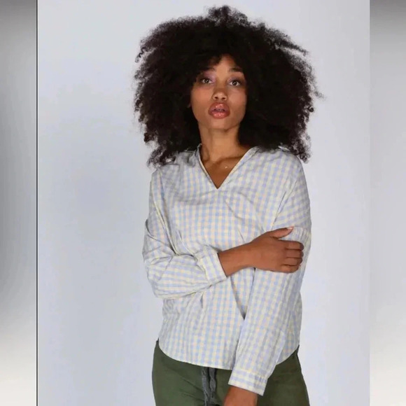 A Shirt Thing Tops - A Shirt Thing Penelope Yellow Check Shirt